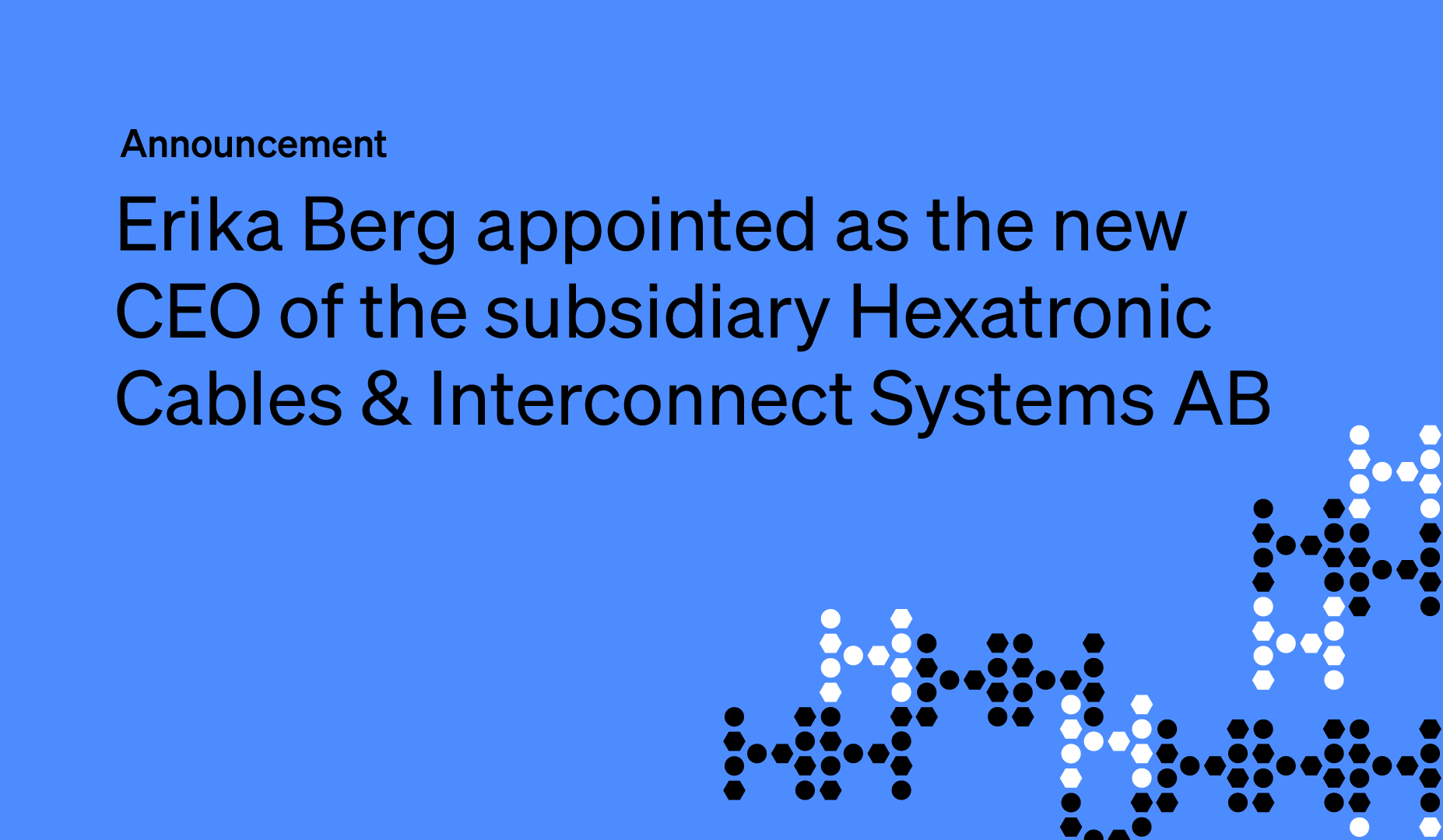 Erika Berg appointed as the new CEO of the subsidiary Hexatronic Cables